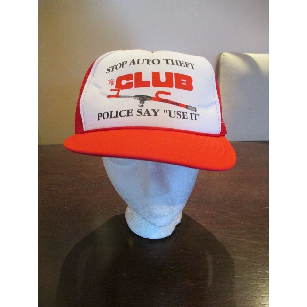 Vintage Stop Auto Theft The Club Snapback Hat Mesh Trucker 90s